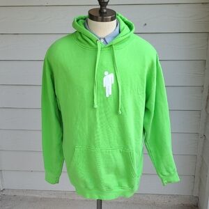 BILLIE EILISH World Tour Neon Green Cotton Blend Sz M Mens Hoodie‎ Sweater RARE